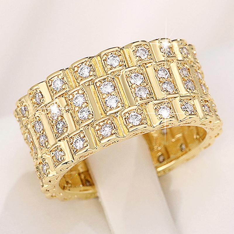 Huitan Eternity Promise Rings for Women Love Wedding Bands Accessory Full Bling Iced Out CZ Rings Wholesale & Drop Ship Zircon