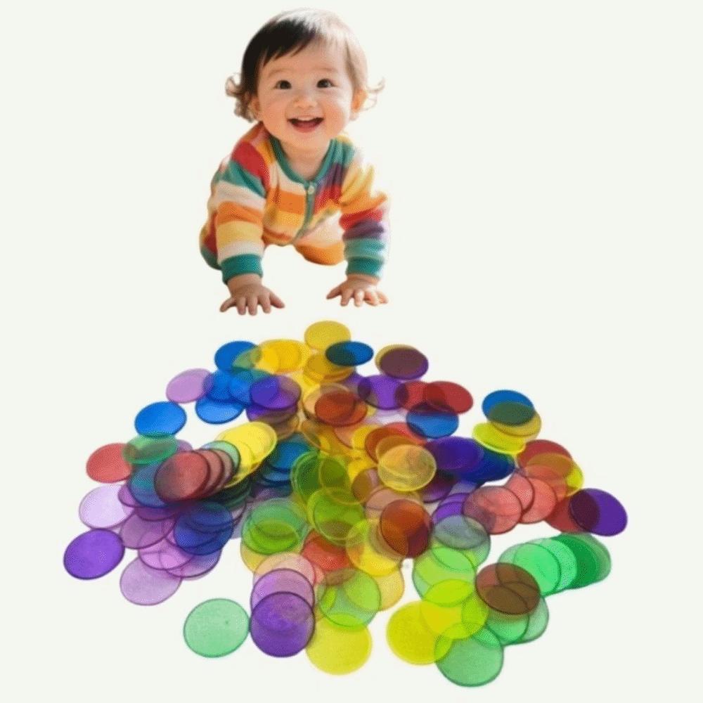 100 Pezzi Gettoni di Plastica per Bingo 25mm Manipolativi Matematici Nuovi Gettoni per Contare Attività di Ordinamento