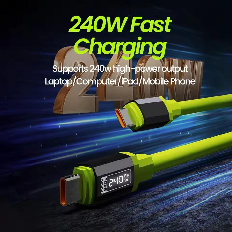 LED Display PD240W Type C To Type C Cable Fast Charging Data Cable For Iphone 15 16 Samsung 27W USB C IOS Cable For IPhone 1.5m