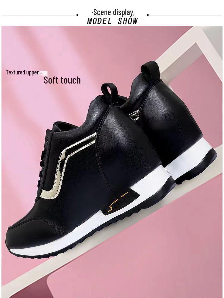 Women's Trendy 2024 Sporty Casual Height-Boosting Korean Style Leather Shoes