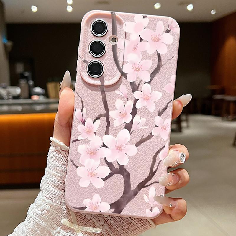 Hand-drawn Style Sakura Case For Samsung Galaxy A57 A37 A17 A56 A36 A26 A16 A55 A35 A25 A15 A54 5G S21 FE S22 S23 S24 Plus S25 Edge S26 Ultra