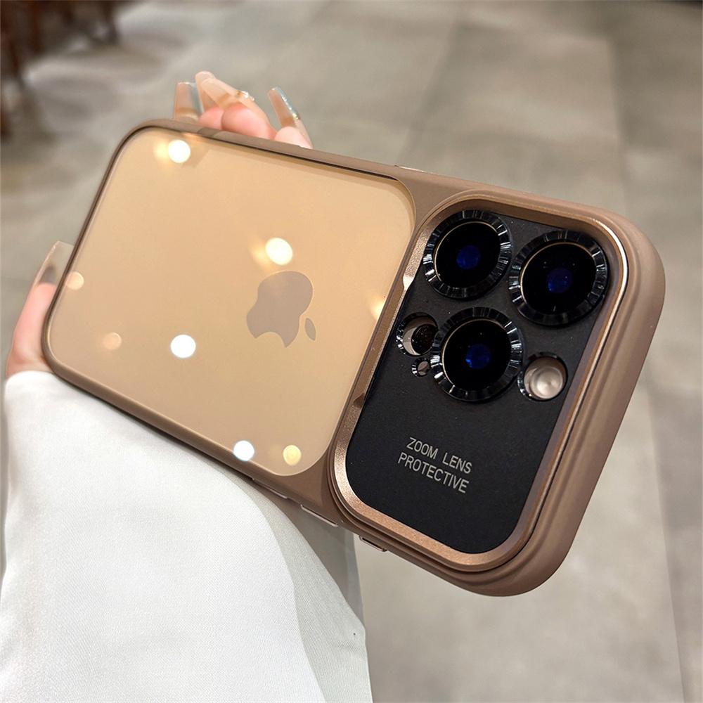Luxury Frosted Frame Armor Transparent Phone Case For iPhone 17 16 15 14 Pro Max Matte Metal Lens Protection Acrylic Back Cover