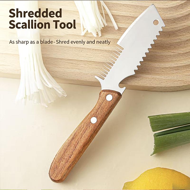 Stainless Steel Knife Head for Cutting Scallions Strips Ergonomic Handle Kitchen Tool for Convenient Cooking in Households