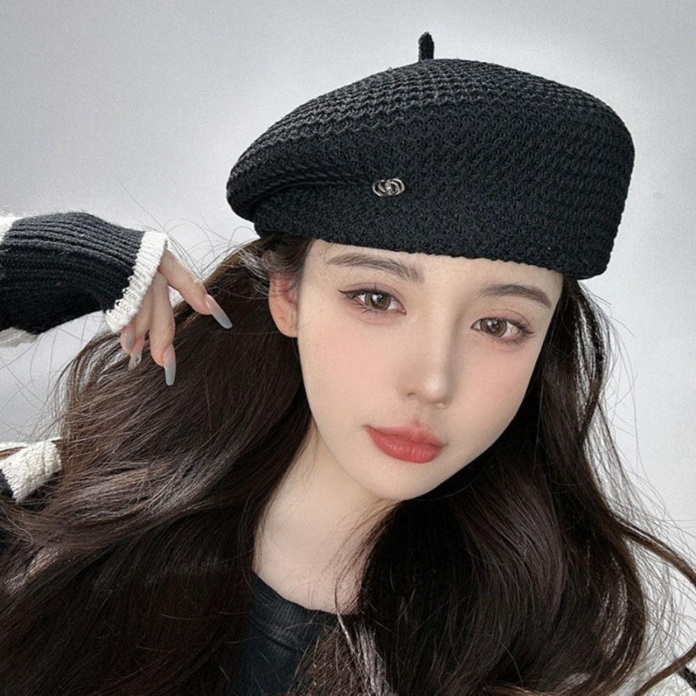 Y2K Octagonal Hat Korean Style Painter Hat Temperament Pleated Beret  Streetwear