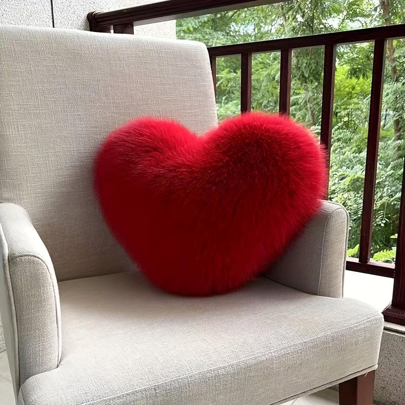 

1pcs Plush Heart Shaped Pillow Soft Furry Heart Cushion Perfect for Sofa & Bed Decoration Cozy Home Decor Throw Pillow 40x50cm 40x50cm червоний