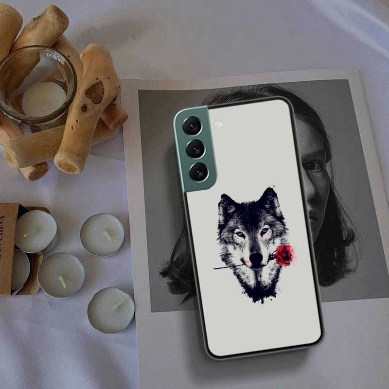 Snow White Blue Eyes Wolf Phone For Samsung Galaxy S20 FE S21 Plus S22 S23 S24 Ultra Case S10 S10E S9 S8 S7 Edge Cover Silicone