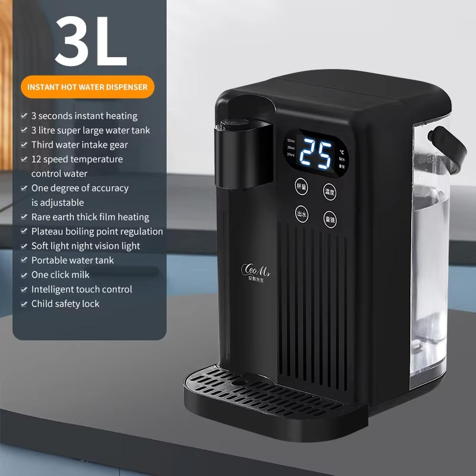 

3L Instant Hot Water Dispenser Desktop Fast Heating Boiler for Home one size чёрный