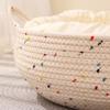 Cat Basket Bed with Cushion Cat Ear Cotton Rope Woven Pet Bed Breathable Cat Basket for Indoor Cats All Season Use