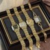 Elegante Damen Gold Quadrat Quarz Uhr - Chinesischer Stil, Vielseitig, für den täglichen Weg zur Arbeit