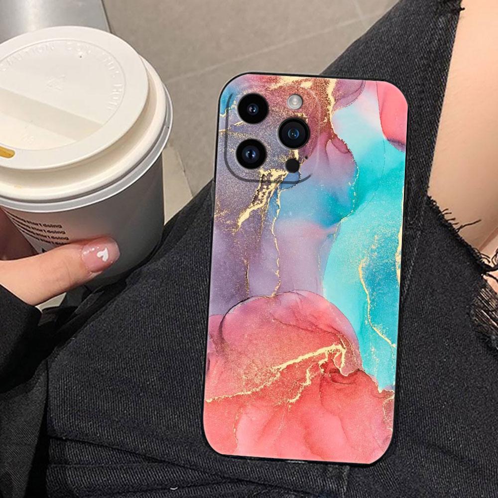 Watercolor Painting Marble Cover Phone Case For iphone Apple 17 AIR 16E 16 15 14 13 12 11 Pro XR Max 8 7 Plus TPU Case Shell