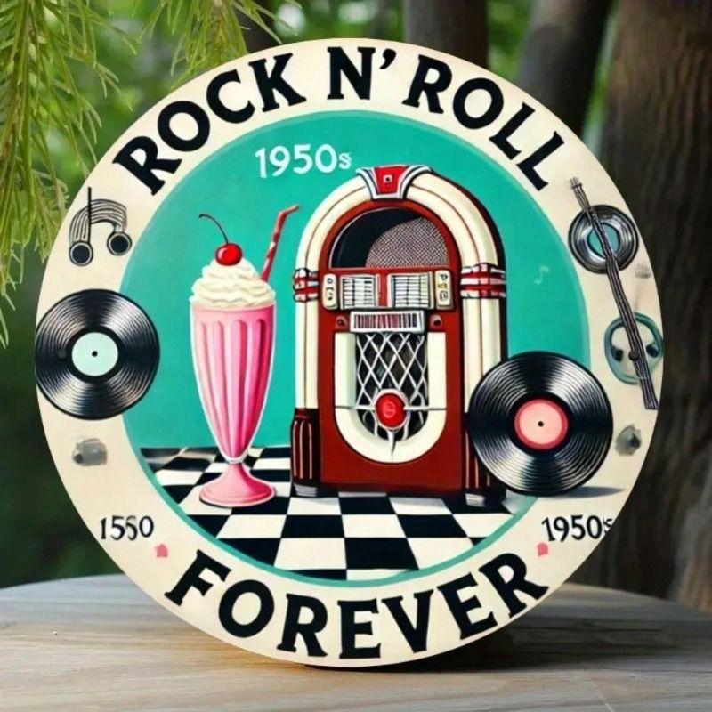 Round Metal Tin Sign Wall Art Home Living Room Office Cafe Decor 20x20cm