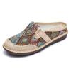 Women's Lazy Slip-on Closed-toe Slippers, Casual Shoes with Color-block Plaid Pattern, Versatile Mother's Shoes, Single Shoes.
