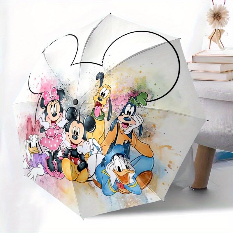 Mickey Mouse,Watercolor Art Automatic Umbrella Tri fold Portable Umbrella, Best Holiday Gift for Men and Women, Durable Iron Frame, Playfu