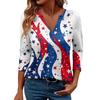 Women's Casual Fashion Sexy Comfortable V-Neck Independence Day Seven Sleeve Top