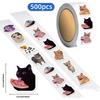 500PCS Cartoon Cat Style Reward Stickers 10 Pieces 2.5cm/1.0-inch Meow Learning Reward Set Party Gift Stamps