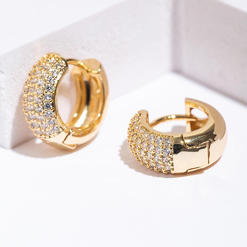 Luxury Full zircon Multi-Row Noble Lady Hoop Earrings for Men Women Fashion Micro Set Zircon Gold Plated