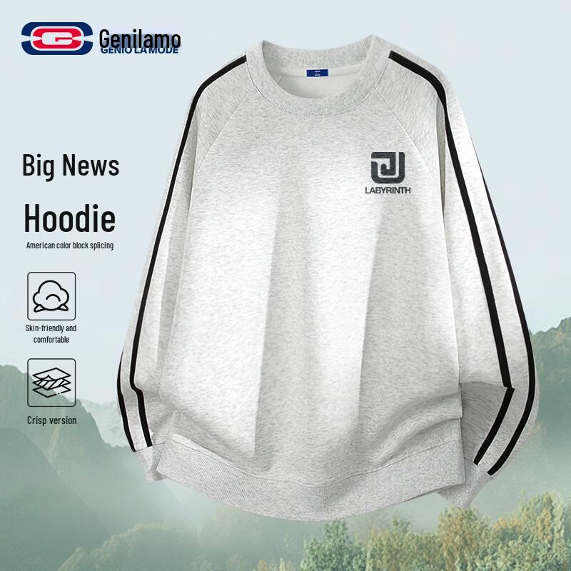 GENIOLAMODE Men s Simple Color Block Crewneck Sweatshirt 3XL