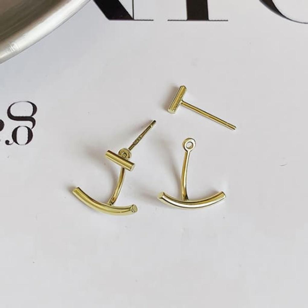 

Women s Daily Simple Under Curved Silver Needle Earrings gold