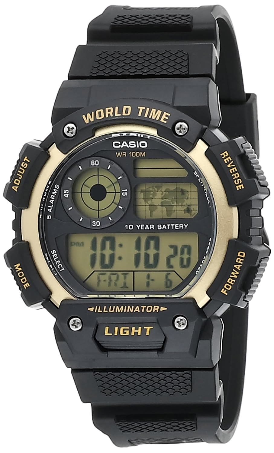 

Casio Digital World Time Sports 100M x x AE-1400WH-9A Men s Watch, AE-1400 WR, 48.4 51.4 14.4mm чёрный