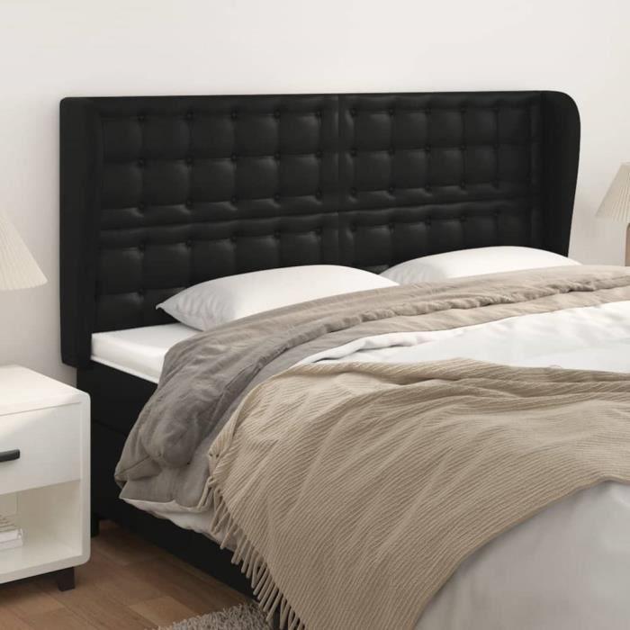 VidaXL Tête de lit avec oreilles Noir 183x23x118-128 cm Similicuir3118058