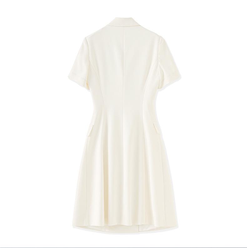 Women's Summer High-End Double-Breasted Slimming Suit Dress with Turn-Down Collar