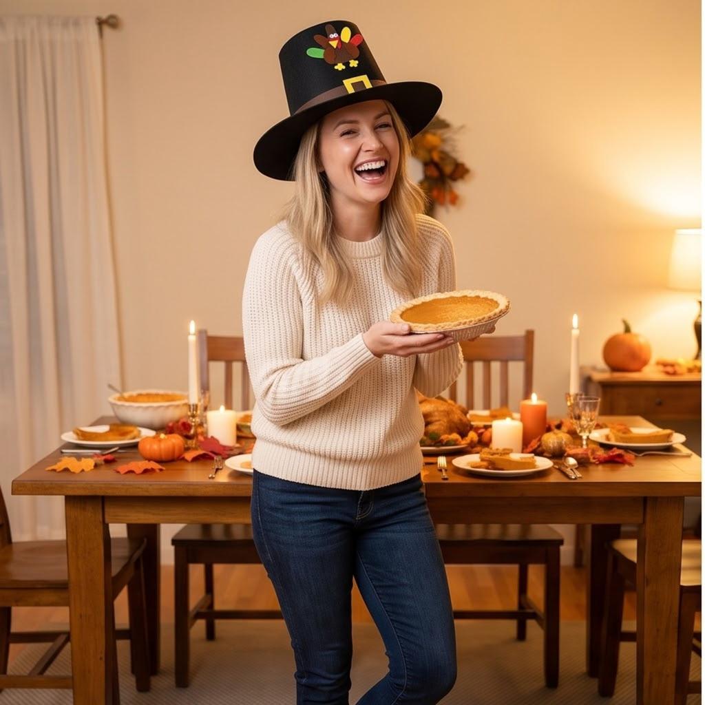 Adult Unisex Black Thanksgiving Turkey Hat with for Holiday Costume