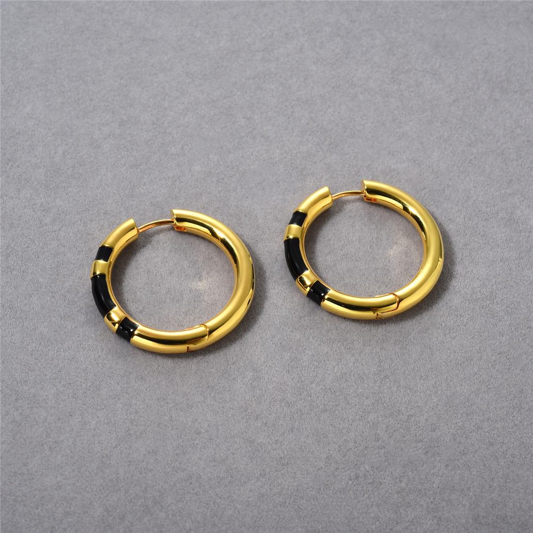 Premium Gold Copper Plated 18K Real Gold Drop Glaze Earrings, Ear Buckles, Fashionable Retro Simple Temperament Versatile Earrings