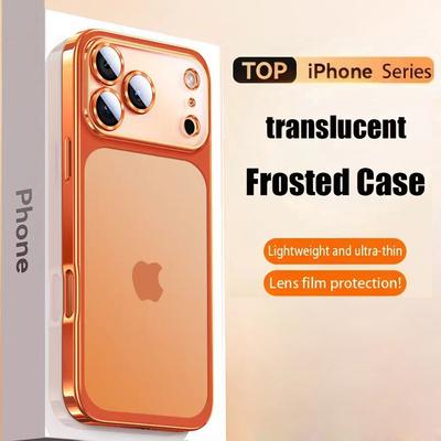 Funda Fina Translúcida Mate con Chapado de Lujo para iPhone 17 Pro Max Air 16 Pro 15 14 13 12 Protección de Lente de Cristal Cubierta con Parachoques Mate
