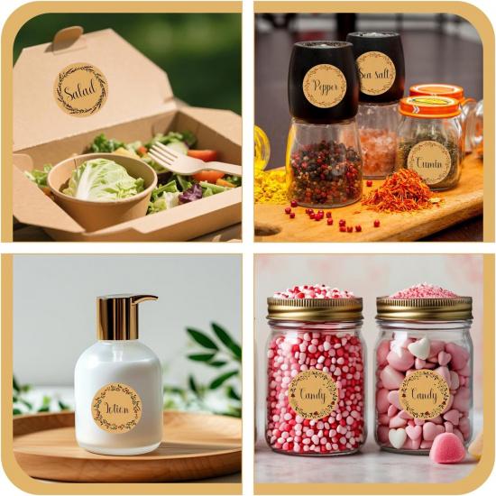 20 Sheets Canning Labels, Brown Labels, Blank Self-Adhesive Stickers, Removable Writable Gift Label, Round Sticker Label for Bottles, Jars, Gift