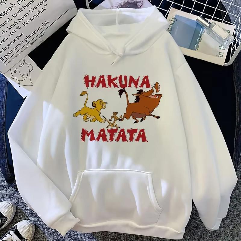 Hakuna Matata Funny Cartoon Simba Cute Anime Hoodie Women Harajuku Lion King Kawaii Manga Sweatshirt Graphic Hoodie Men