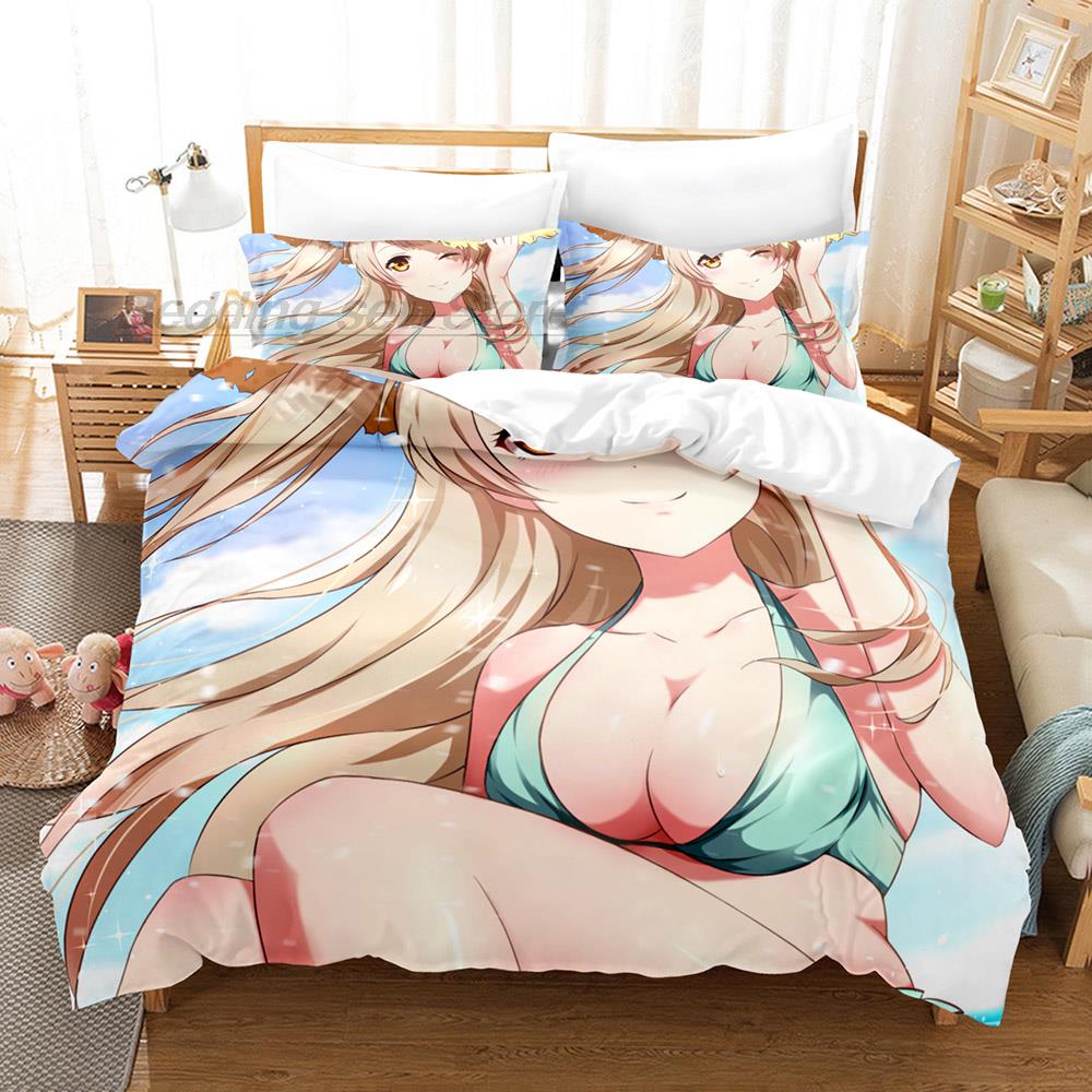 Bikini Anime Beauty Bedding Set Single Twin Full Queen King Size Bed Set Aldult Kid Bedroom Duvetcover Sets Europe And America