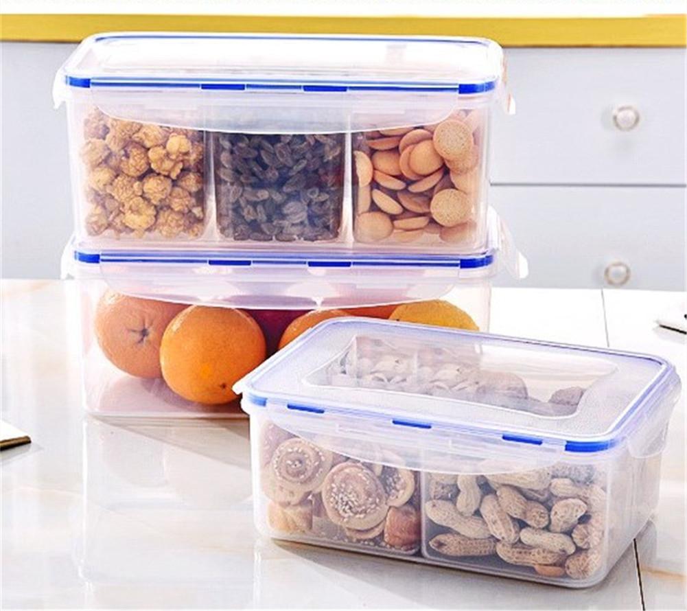 Caixa de Almoço Plástica Hermética Recipiente Alimentar Conservação Fresca Selado Quadrada para Micro-ondas