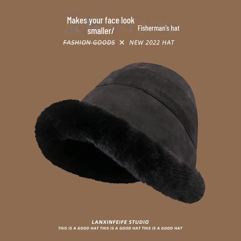 Women's Suede Mongolian Hat with Fur Ball Earmuffs - Versatile, Cute, and Warm for Autumn and Winter
