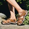 Velká velikost Pánské sandály Léto Antikolizní Outdoor Walking Treking Neformální obuv Kožená Turistika Muži Pantofle Plážové brodící boty