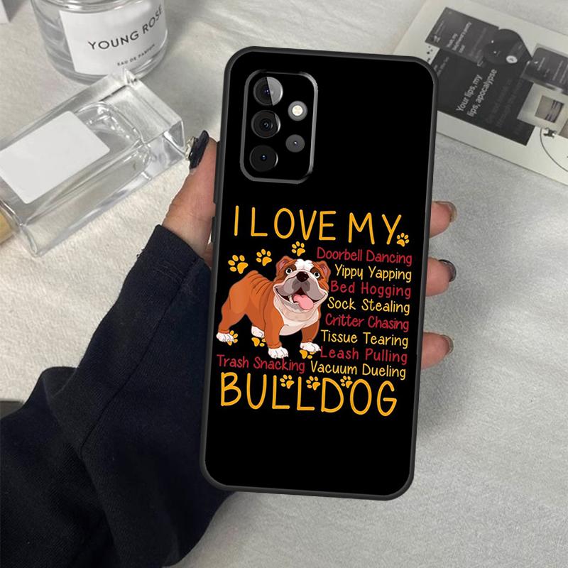English Bulldog Herzschlag Hülle Für Samsung Galaxy A13 A23 A33 A53 A17 A06 A16 A56 A36 A54 A34 A14 A52 A32 A15 A35 A55