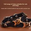 Pet Products Tiger's Eye Stone Dog Collar Alloy Wear-resistant Adjustable Button PU Leather Cat Neck Ring