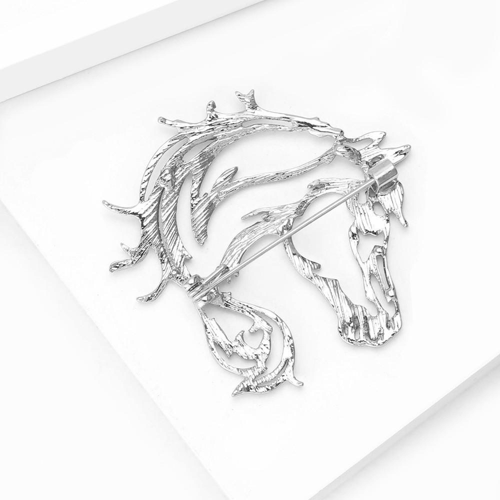 Unisex Hollow Out Horse Brooches Metal Simple Design Animal Pins Classic Style Horse Head Brooches New Year Gift