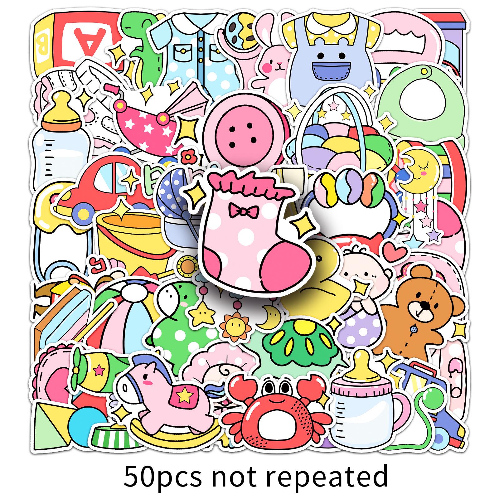 50 Sheets of Original Hand-Drawn Baby Series Cartoon Stickers for Baby Toys, Journals, Computers, and Phones