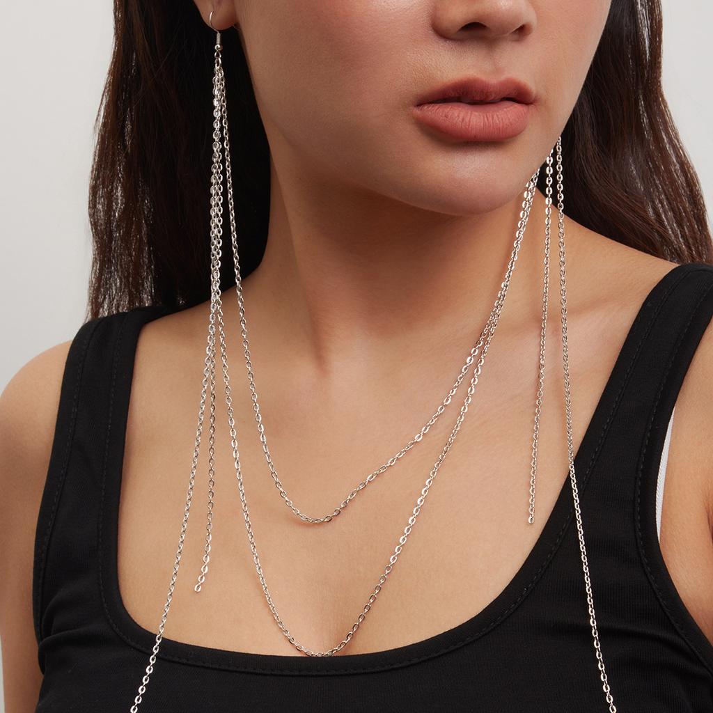 Fashion Simple chain line metal earrings For Women