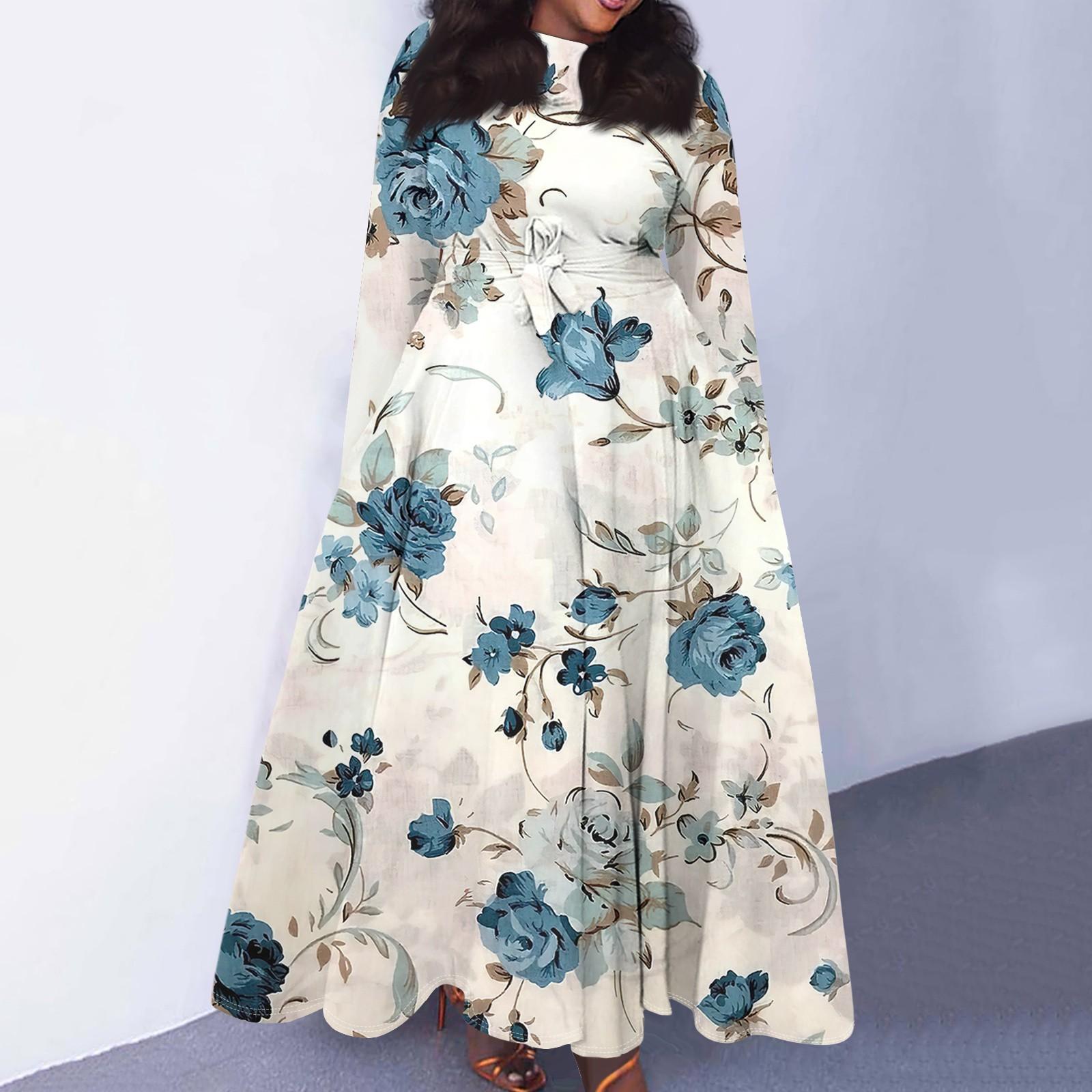 

Женское повседневное модное платье большого размера с круглым вырезом и длинными рукавами с карманами и бретелями XXXXXL светло-синий