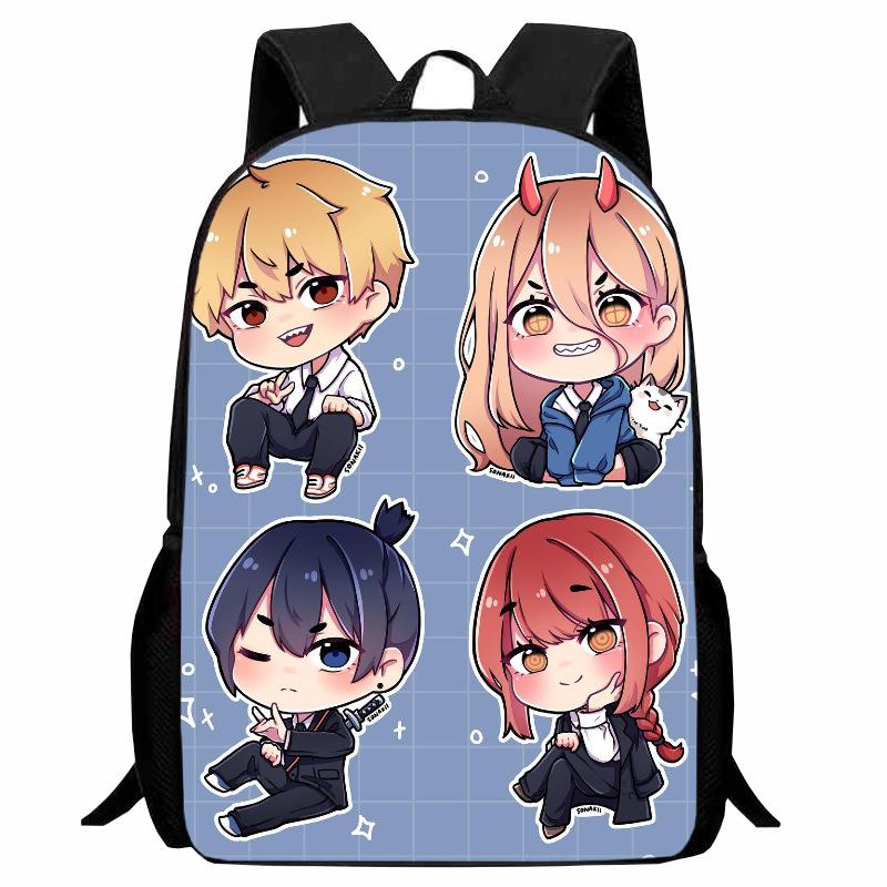 Printed Two-Dimensional Chainsaw Man Schoolbag, Primary School Student Cartoon Chaaw Man Backpack