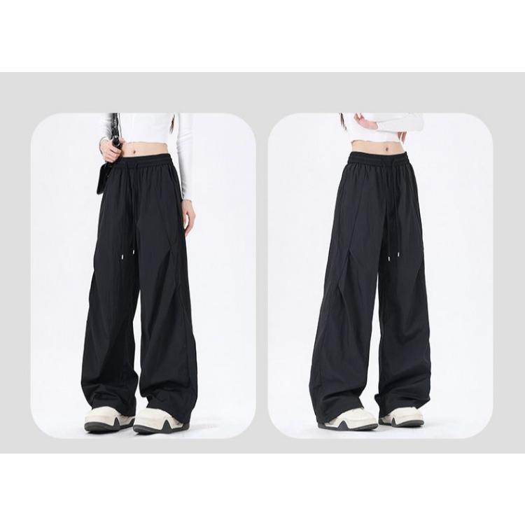 Outdoor Sports Women Ice Silk Pants Summer Stretchy Breathable Wide Leg Casual Trousers Couple Style