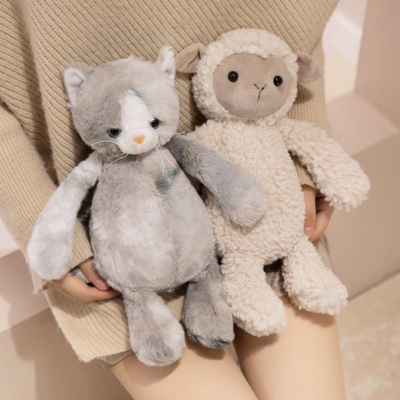 Peluche mouton chat douce et duveteuse de 30 cm, animal de dessin animé rembourré, poupée agneau câline pour enfants, cadeau pour enfants, oreiller de sommeil