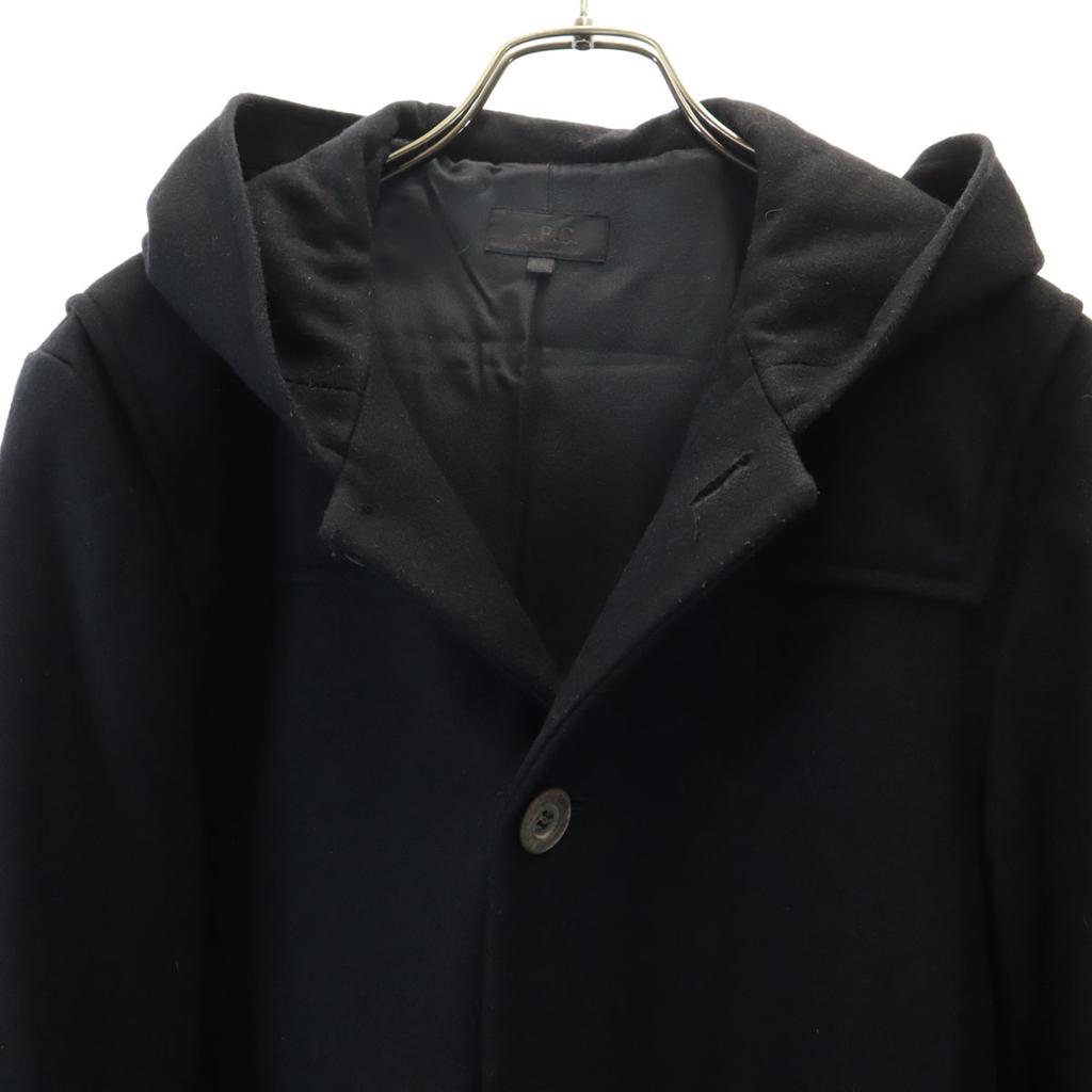 A.P.C. Made In France Hooded Wool Coat S Black Men's Used