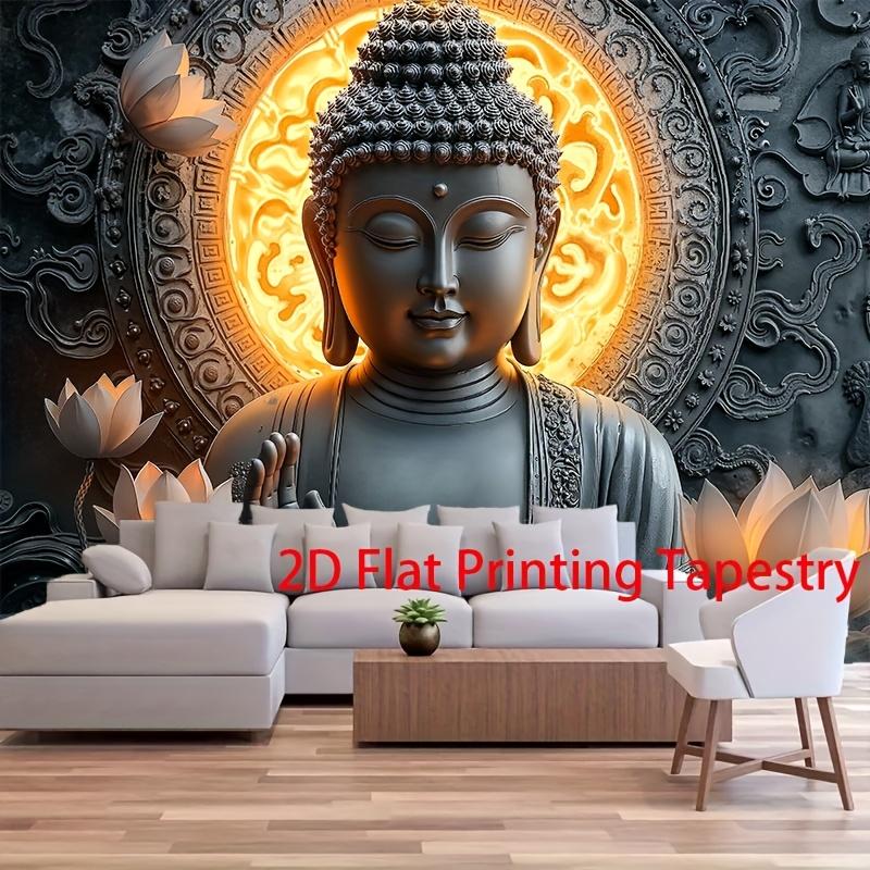 VIKAMA Retro Zen Lotus Buddha Art Tapestry Living Room Sofa Background Wall Yoga Room Wall Decoration