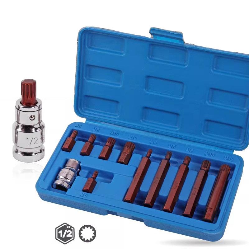 1set For Torx Star 12 Points Hex Socket Bit Tool 1/2 Inch Drive Adapter Spanner For Garage Equipment Auto Repair Tools