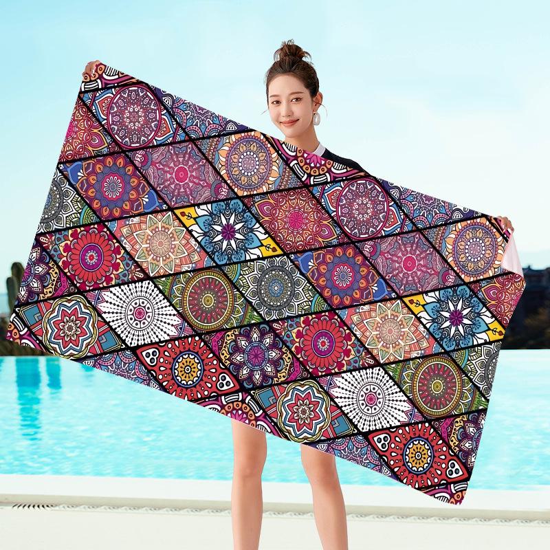 Custom Printed Microfiber Beach & Bath Towel - Soft, Breathable, Water-Absorbent Shawl