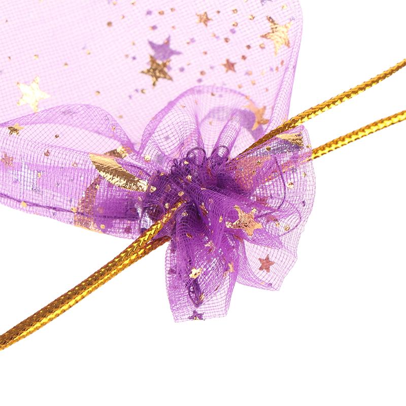 100 ks/lot Hvězda Měsíc Organzové šperkové sáčky Tyl Průsvitné Sáčky Stahovací šňůrka Dárkový sáček Svatba Párty Výslužky Sáčky Organizér na šperky