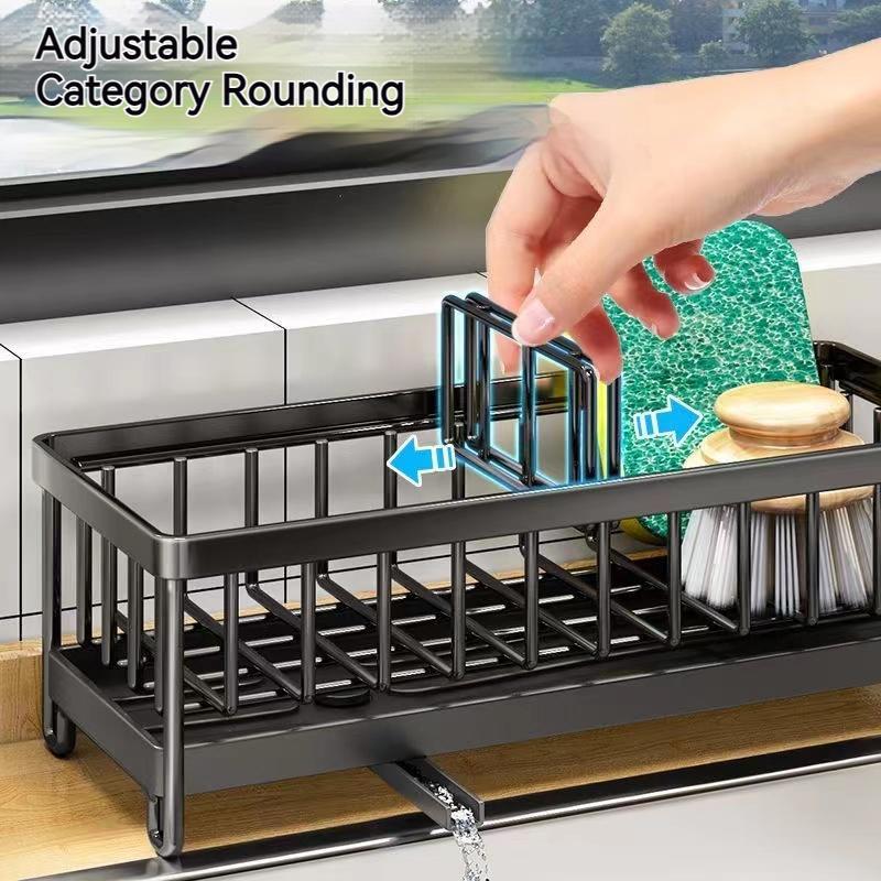Kitchen Sink Shelf Self-draining Sponge Holder Stainless Steel Sink Drain Rack Soap Sponge Holder Kitchen Storage