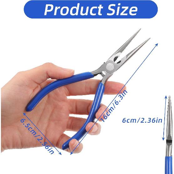 6  Long-Nose Craft Plier, Needle Nose Pliers, Mini Long Nose Pliers with Comfort Grip Handles, Serrated Jaw Plier for Jewelry Making, Wire Wrapping,